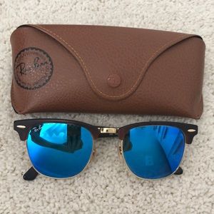 Club master ray bans with blue mirror lens